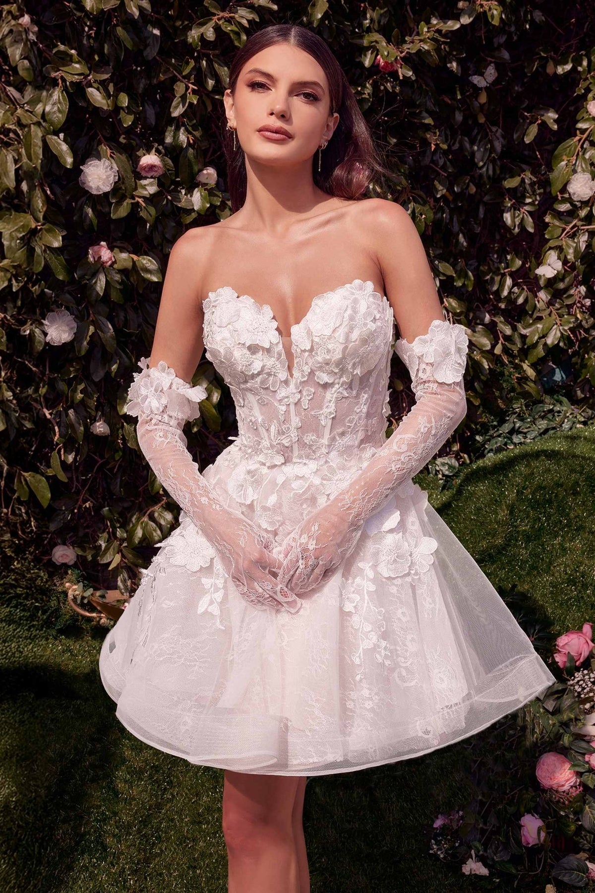 Andrea & Leo WL020 Dress Short Floral Appliqued Bridal Party Gown - Luzilly Bridal & Apparel