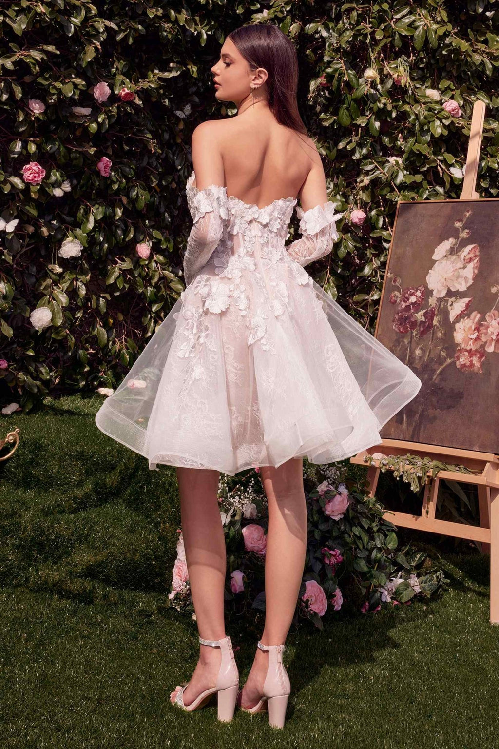 Andrea & Leo WL020 Dress Short Floral Appliqued Bridal Party Gown - Luzilly Bridal & Apparel