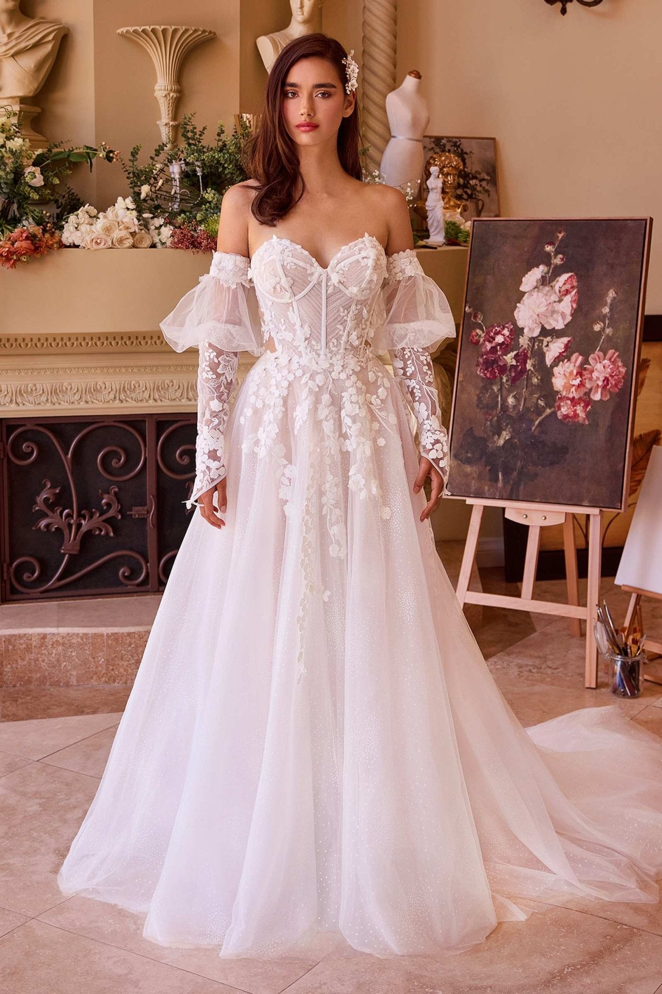 Andrea & Leo WL032 Floral Strapless Wedding Ball Gown - Luzilly Bridal & Apparel
