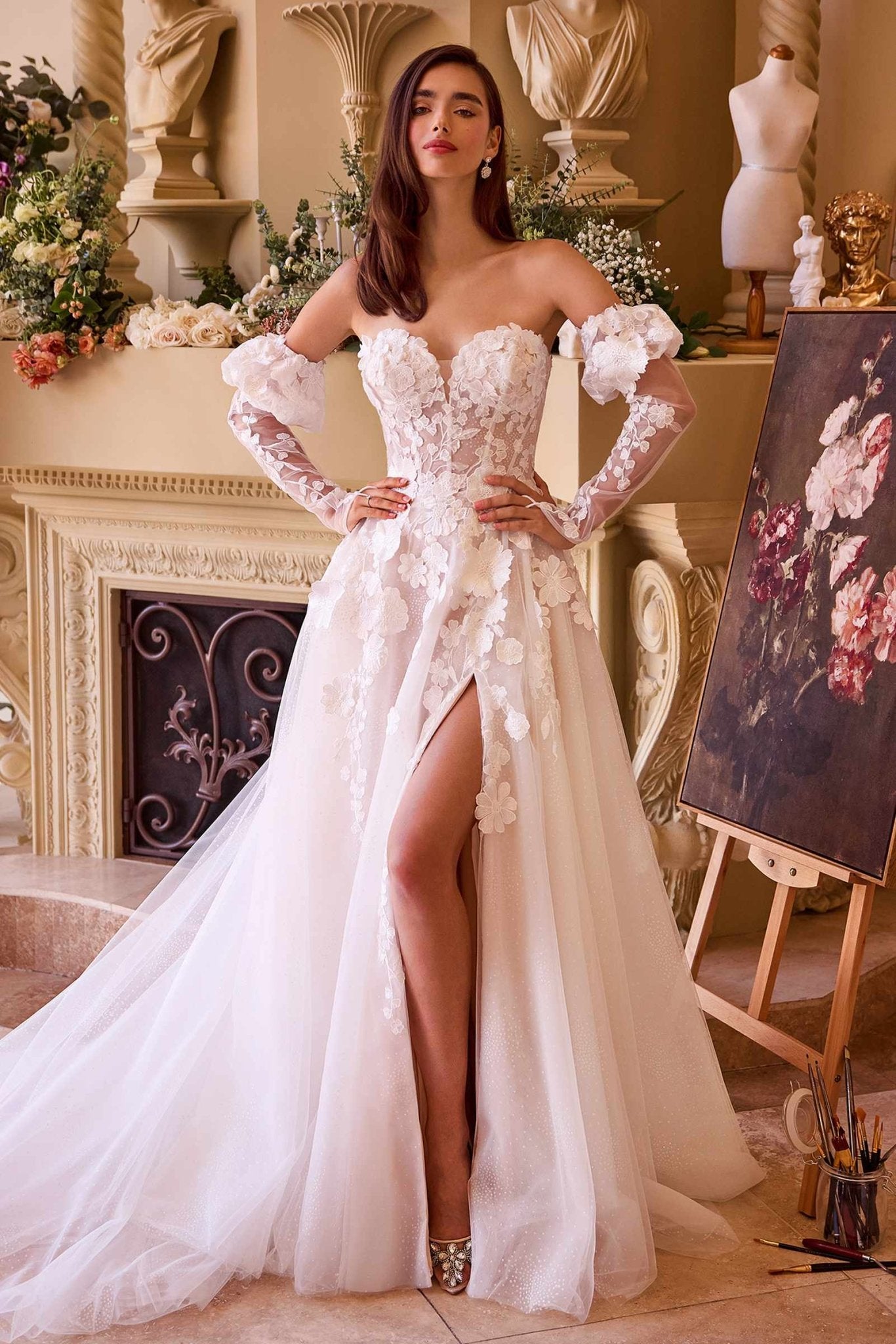 Andrea & Leo WL032 Floral Strapless Wedding Ball Gown - Luzilly Bridal & Apparel