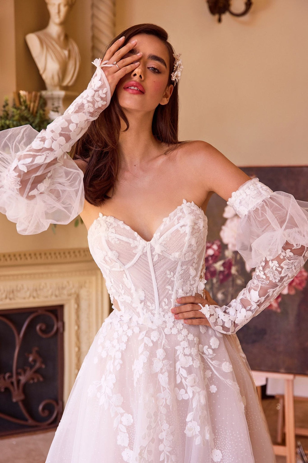 Andrea & Leo WL032 Floral Strapless Wedding Ball Gown - Luzilly Bridal & Apparel