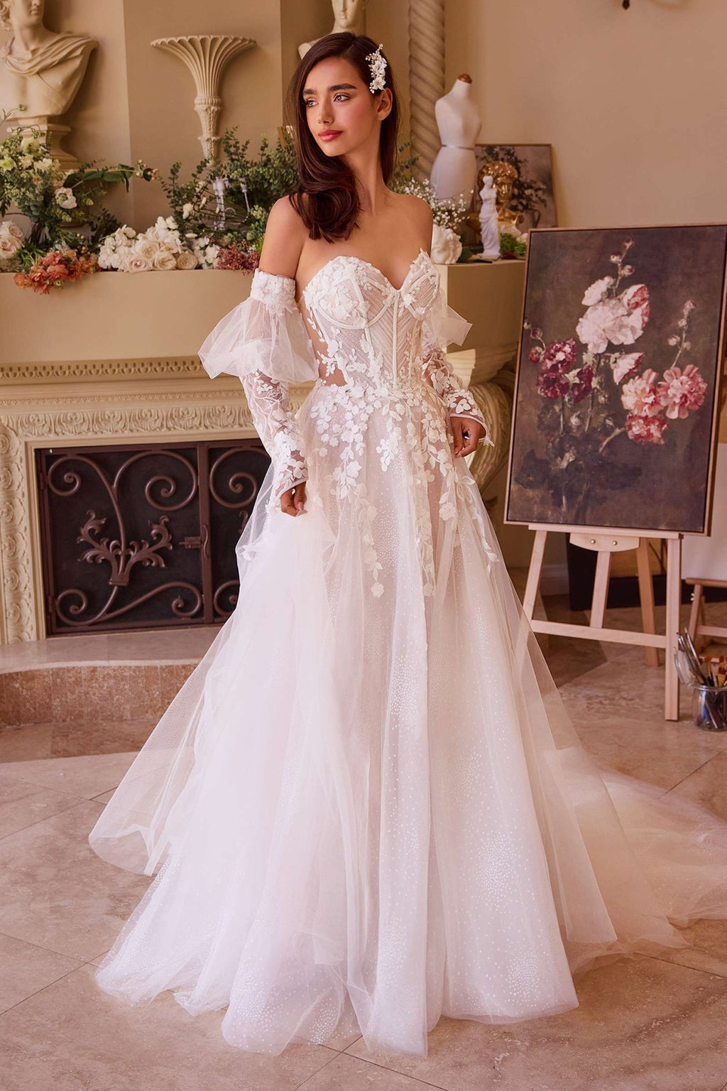 Andrea & Leo WL032 Floral Strapless Wedding Ball Gown - Luzilly Bridal & Apparel