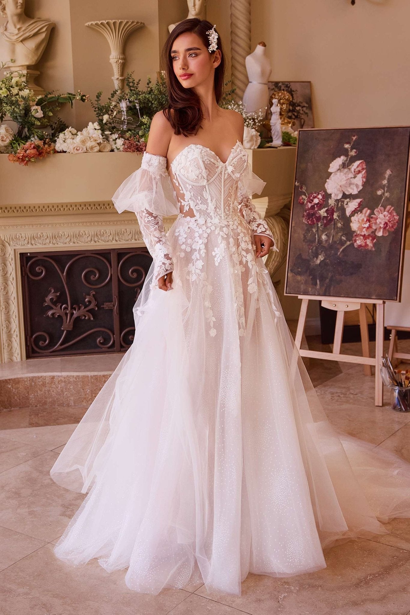 Andrea & Leo WL032 Floral Strapless Wedding Ball Gown - Luzilly Bridal & Apparel