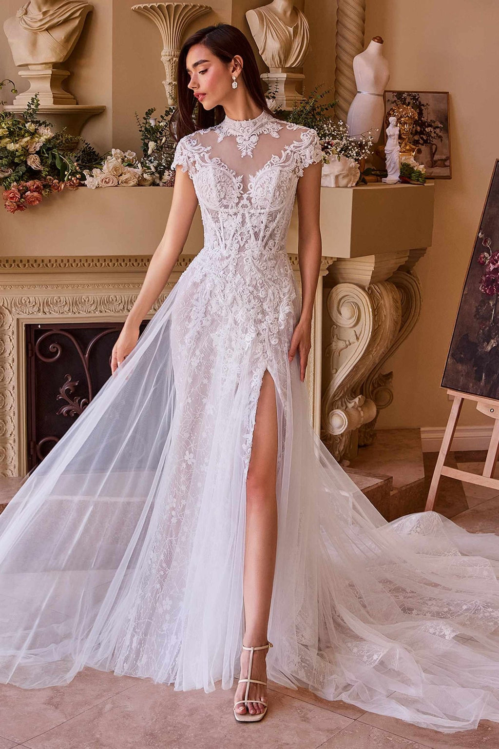 Andrea & Leo WL035 Wedding Dress Lace & Tulle Short Sleeve Gown - Luzilly Bridal & Apparel