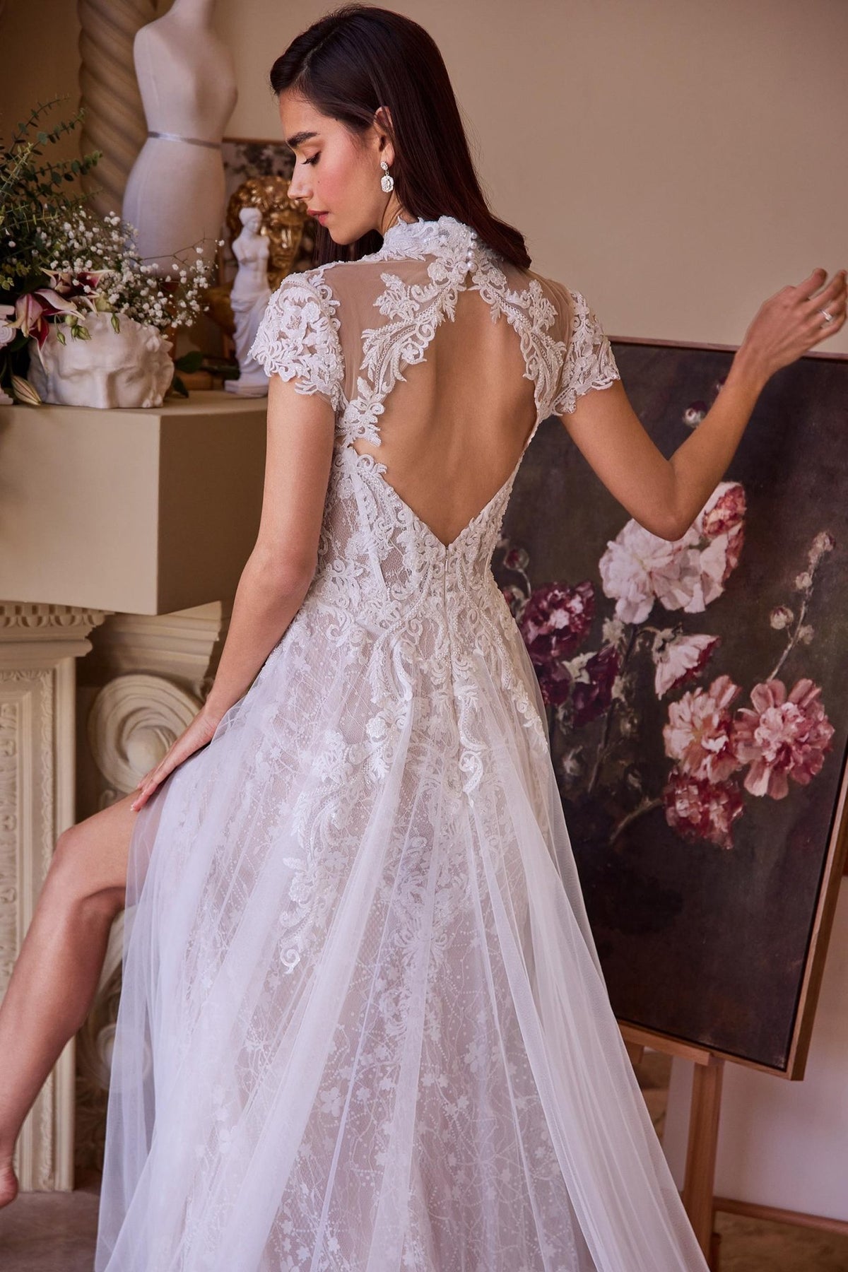 Andrea & Leo WL035 Wedding Dress Lace & Tulle Short Sleeve Gown - Luzilly Bridal & Apparel