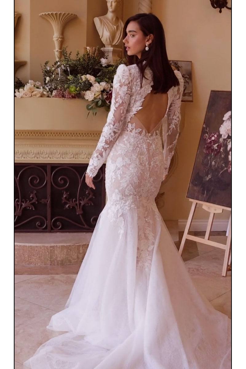 Andrea & Leo WL036 Dress Long Sleeve Lace Mermaid Bridal Gown - Luzilly Bridal & Apparel