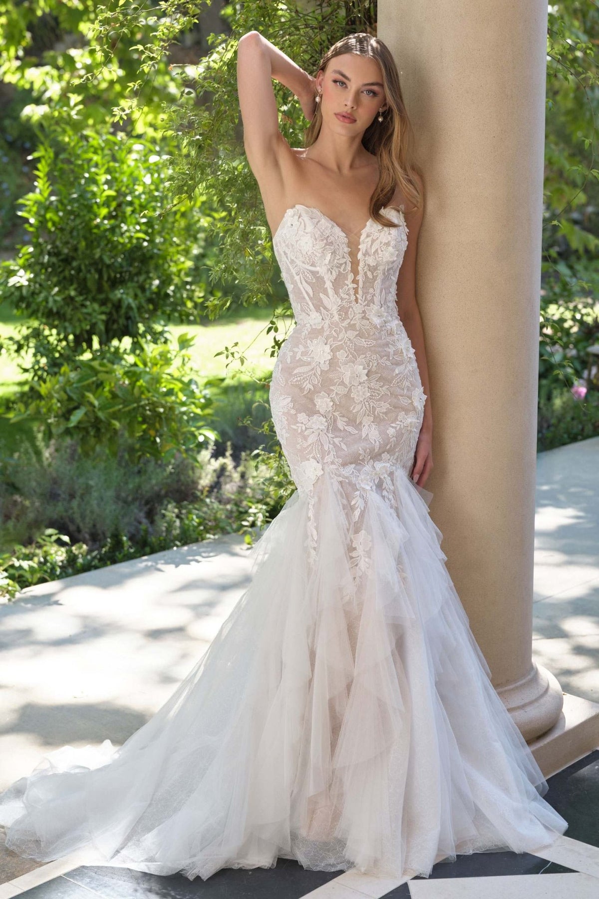 Andrea & Leo WL062 Fit and Flare Strapless Wedding Gown Includes Veil - Luzilly Bridal & Apparel
