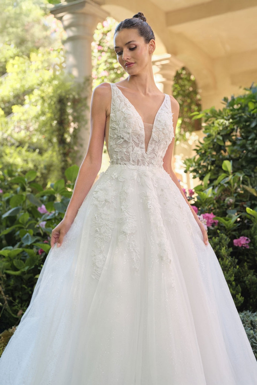 Andrea & Leo WL064 Deep V-Neckline A-Line Wedding Ball Gown - Luzilly Bridal & Apparel