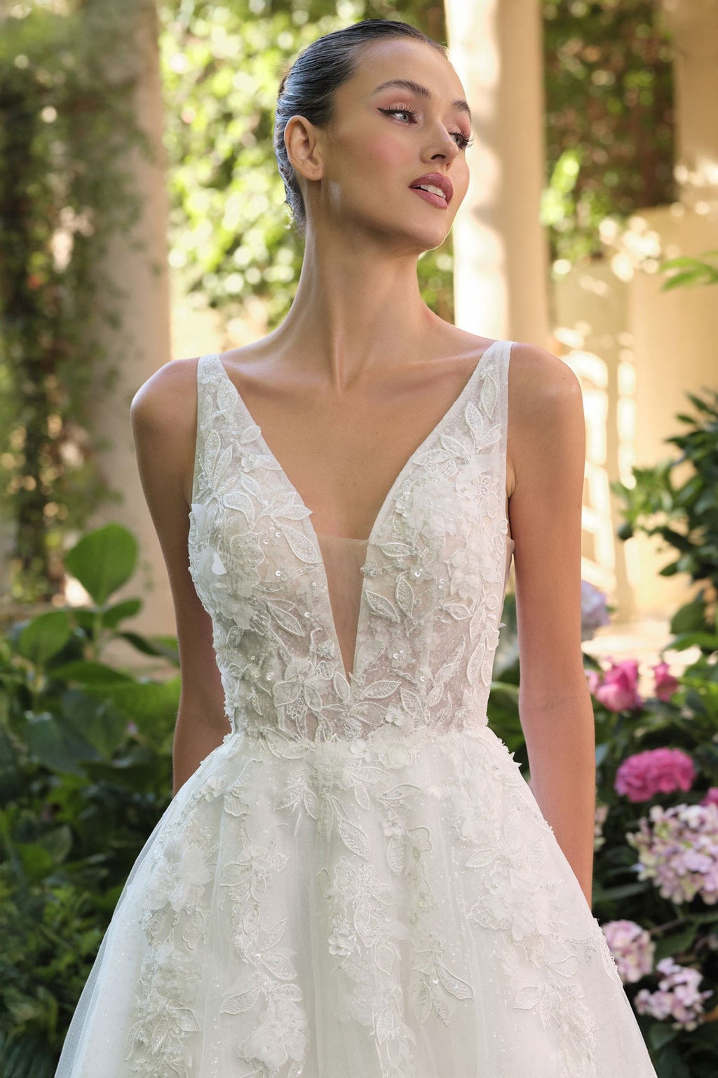 Andrea & Leo WL064 Deep V-Neckline A-Line Wedding Ball Gown - Luzilly Bridal & Apparel