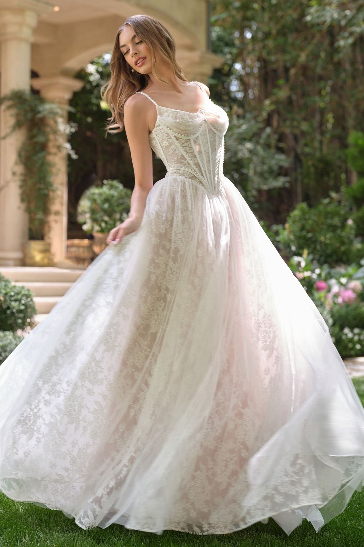 Andrea & Leo WL069 Off White/Nude A-Line Scoop Neckline Lace Wedding Dress - Luzilly Bridal & Apparel