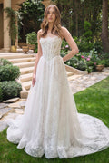 Andrea & Leo WL069 Off White/Nude A-Line Scoop Neckline Lace Wedding Dress - Luzilly Bridal & Apparel