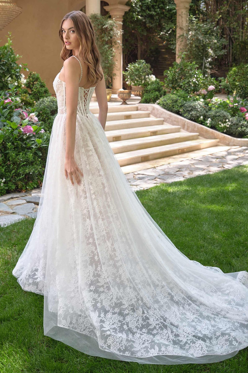 Andrea & Leo WL069 Off White/Nude A-Line Scoop Neckline Lace Wedding Dress - Luzilly Bridal & Apparel