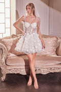 Andrea & Leo WL081 Dress Wedding Mini with Beaded Floral Applique - Luzilly Bridal & Apparel