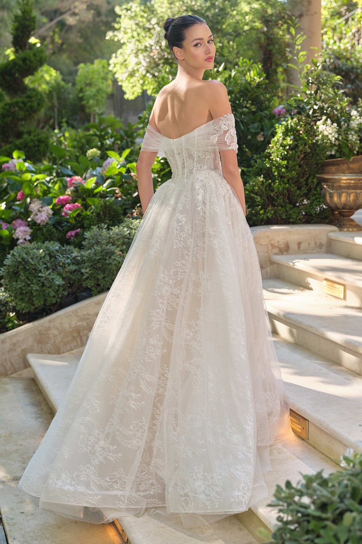 Andrea & Leo WL090 Embroidered Lace Tulle Off Shoulder Wedding Ball Gown - Luzilly Bridal & Apparel