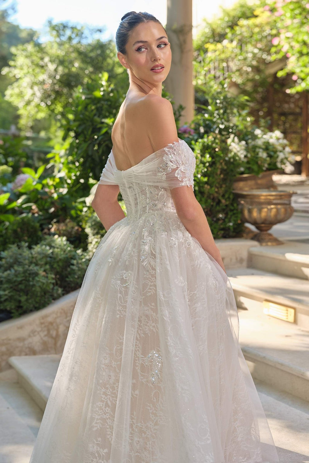 Andrea & Leo WL090 Embroidered Lace Tulle Off Shoulder Wedding Ball Gown - Luzilly Bridal & Apparel
