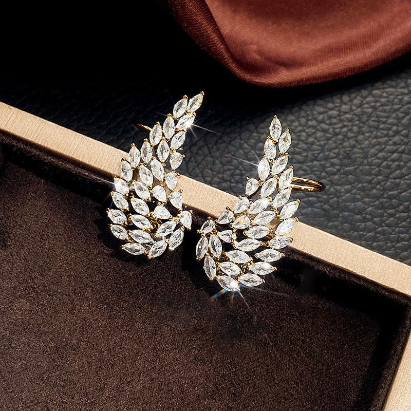 Angel Wing Crystal Clip-On Earrings - Luzilly Bridal & Apparel