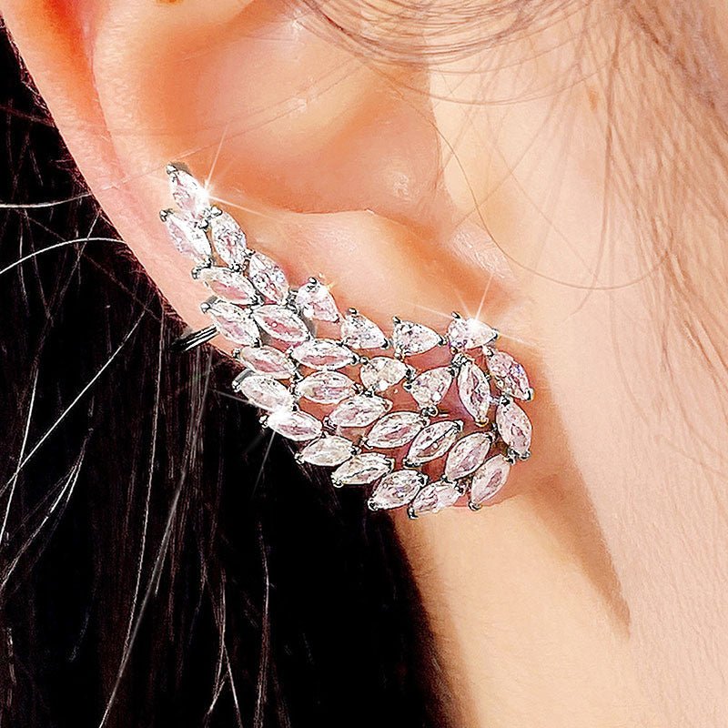Angel Wing Crystal Clip-On Earrings - Luzilly Bridal & Apparel