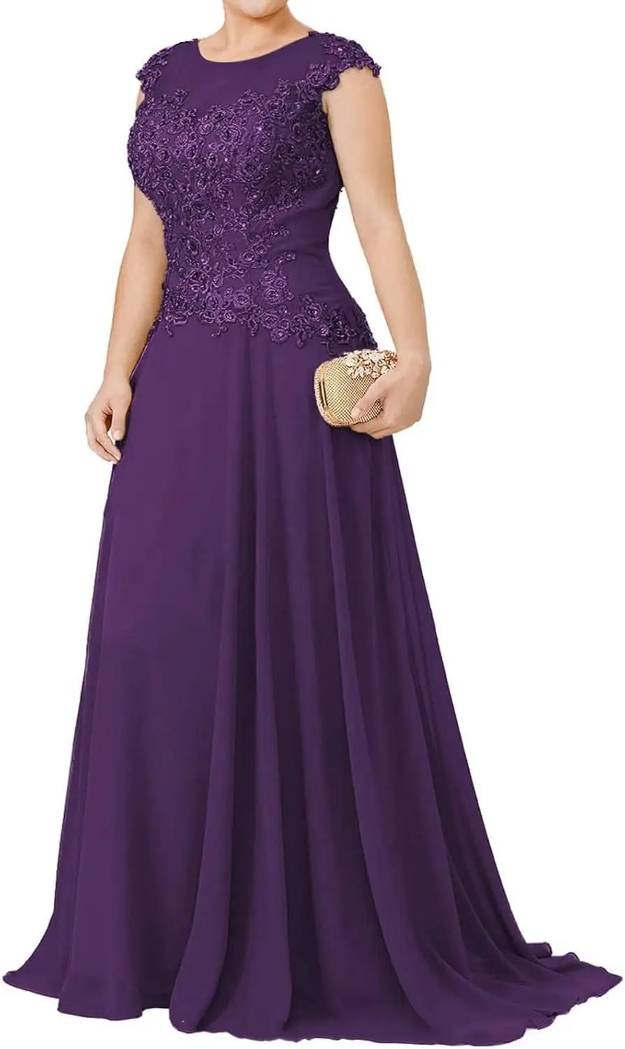 Appliqué Chiffon A-Line Mother of the Bride Dress - Luzilly Bridal & Apparel