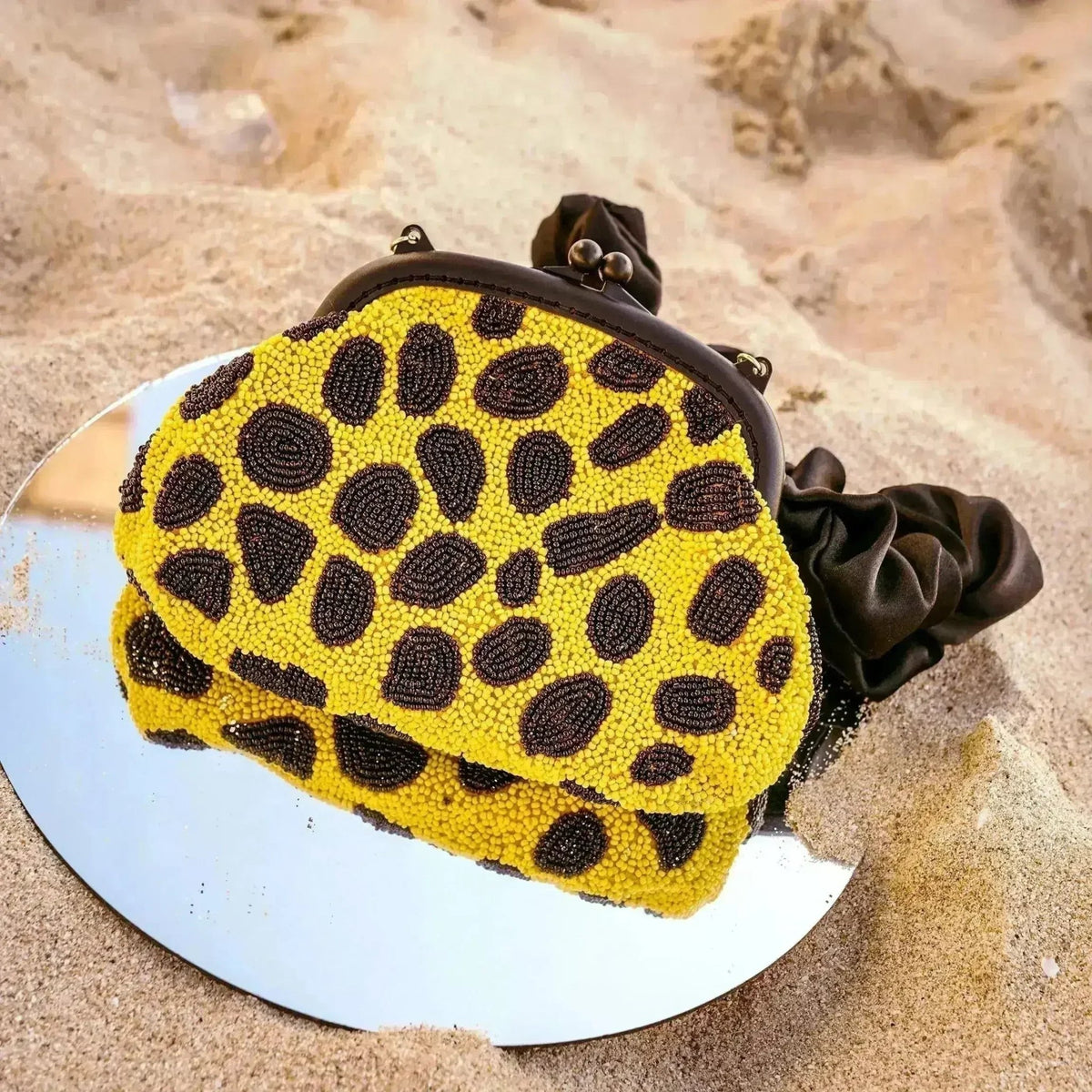 Arnoldi Venom Hand-Beaded Clutch in Black & Yellow - Luzilly Bridal & Apparel