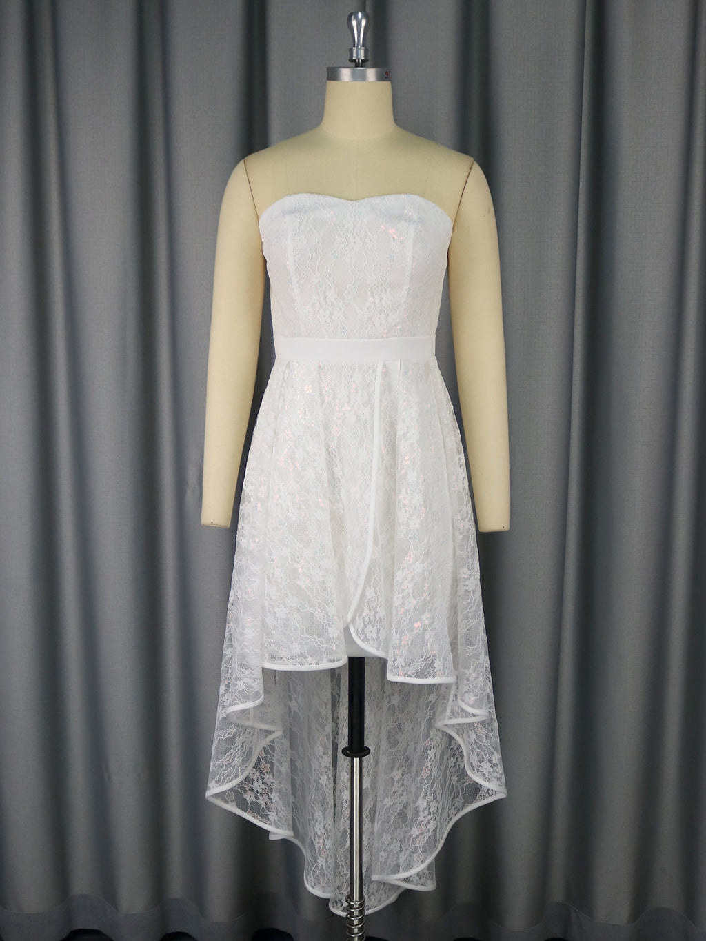 Arrival Sexy Tube Top Dress Jacquard Lace Elegant a Swing Wedding Bridesmaid Dress White Dress - Luzilly Bridal & Apparel