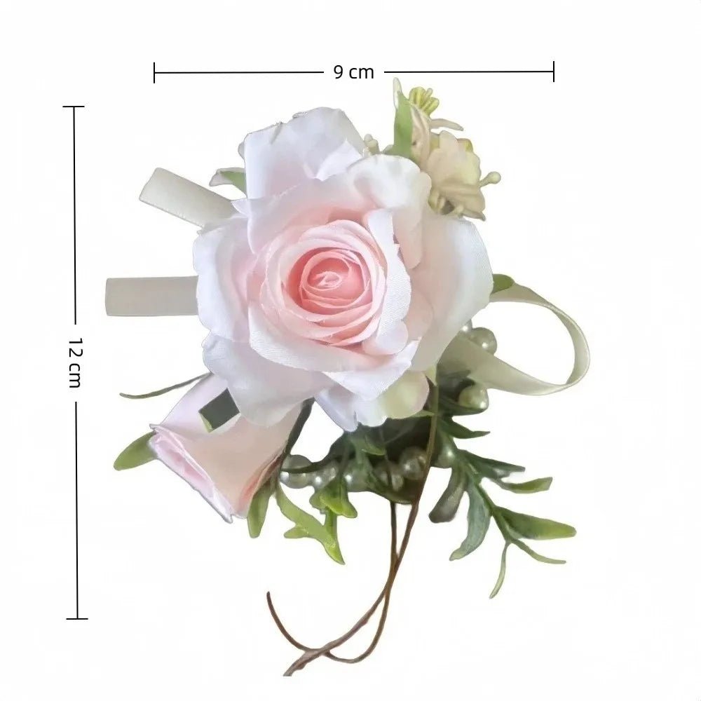 Artifical Boutonnieres Flowers Rose Handmade Wrist Corsage Bride Bridesmaid Silk Groom's Chest Flower Wedding Accessories - Luzilly Bridal & Apparel