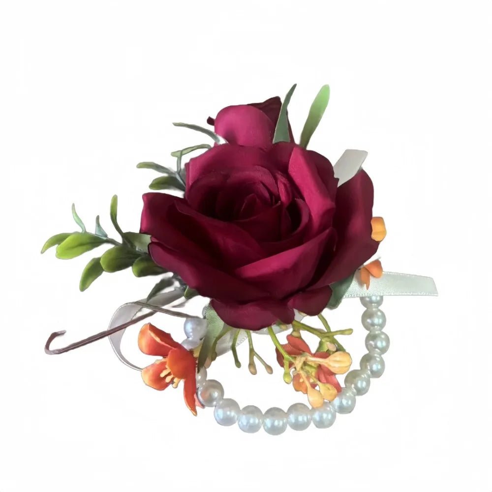 Artifical Boutonnieres Flowers Rose Handmade Wrist Corsage Bride Bridesmaid Silk Groom's Chest Flower Wedding Accessories - Luzilly Bridal & Apparel
