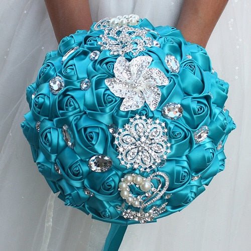 Artificial Wedding Bouquets Hand Made Flower Rhinestone Bridesmaid Crystal Bridal Wedding Bouquet - Luzilly Bridal & Apparel