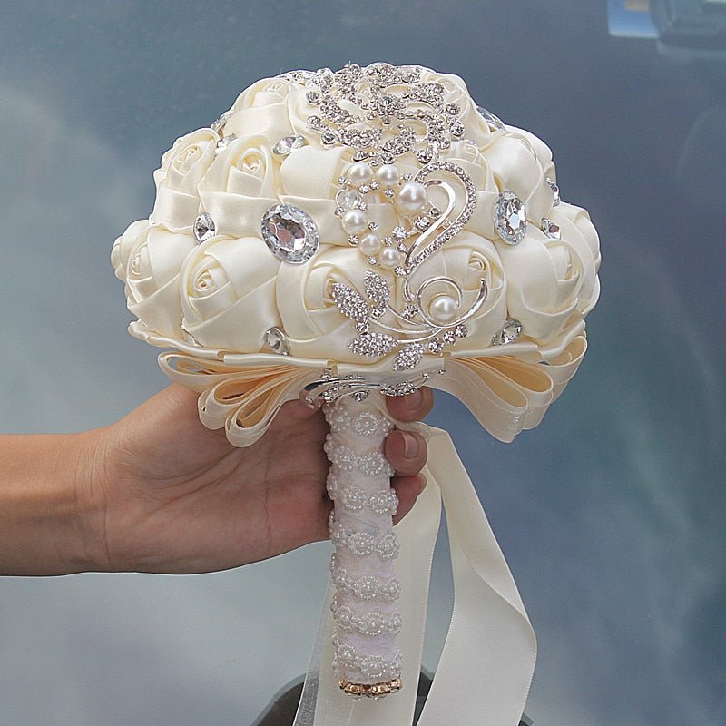 Artificial Wedding Bouquets Hand Made Flower Rhinestone Bridesmaid Crystal Bridal Wedding Bouquet - Luzilly Bridal & Apparel
