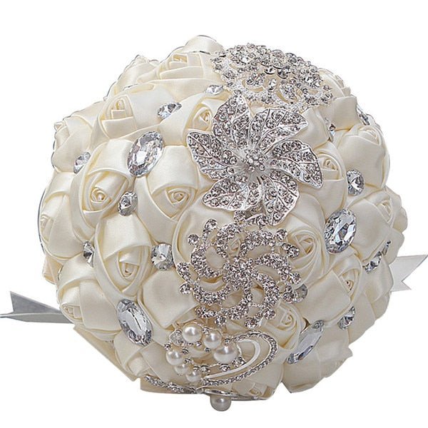 Artificial Wedding Bouquets Hand Made Flower Rhinestone Bridesmaid Crystal Bridal Wedding Bouquet - Luzilly Bridal & Apparel