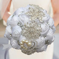Artificial Wedding Bouquets Hand Made Flower Rhinestone Bridesmaid Crystal Bridal Wedding Bouquet - Luzilly Bridal & Apparel
