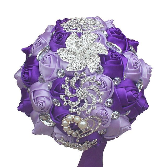 Artificial Wedding Bouquets Hand Made Flower Rhinestone Bridesmaid Crystal Bridal Wedding Bouquet - Luzilly Bridal & Apparel