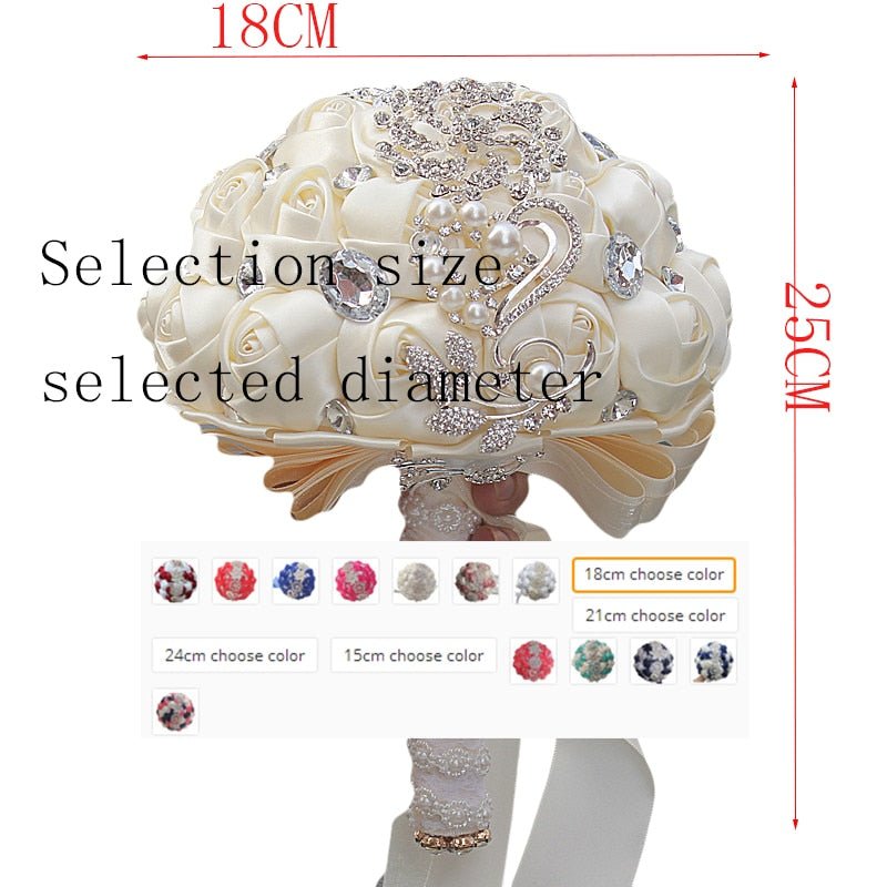 Artificial Wedding Bouquets Hand Made Flower Rhinestone Bridesmaid Crystal Bridal Wedding Bouquet - Luzilly Bridal & Apparel