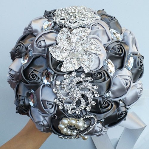 Artificial Wedding Bouquets Hand Made Flower Rhinestone Bridesmaid Crystal Bridal Wedding Bouquet - Luzilly Bridal & Apparel