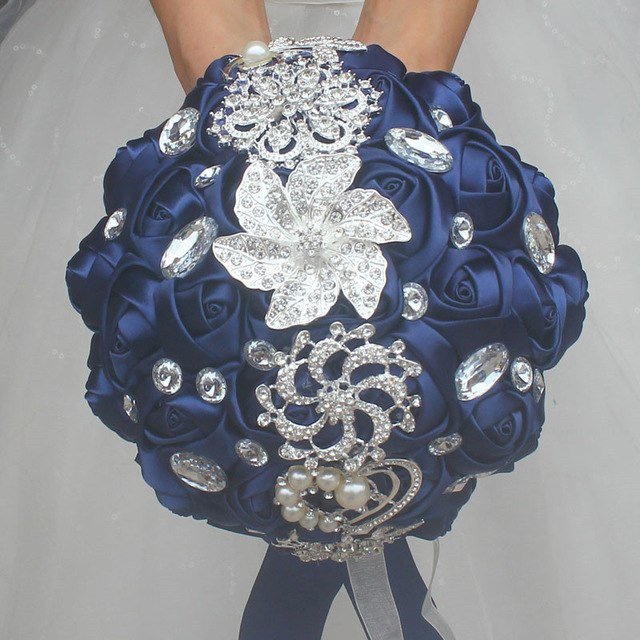 Artificial Wedding Bouquets Hand Made Flower Rhinestone Bridesmaid Crystal Bridal Wedding Bouquet - Luzilly Bridal & Apparel