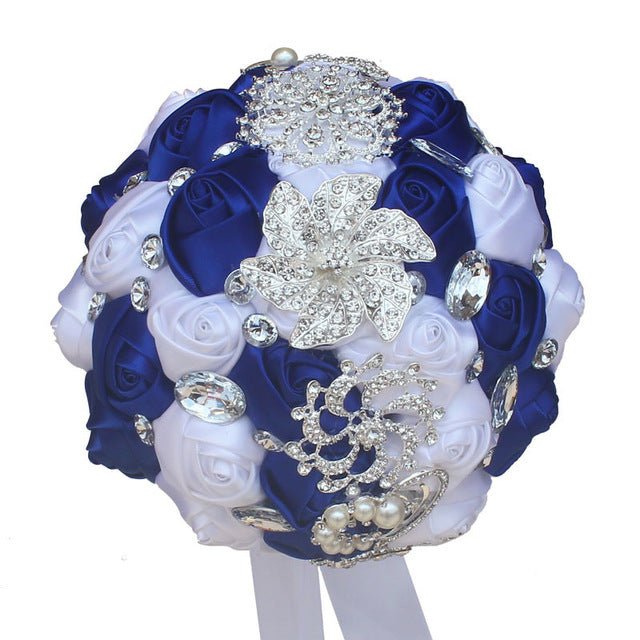 Artificial Wedding Bouquets Hand Made Flower Rhinestone Bridesmaid Crystal Bridal Wedding Bouquet - Luzilly Bridal & Apparel