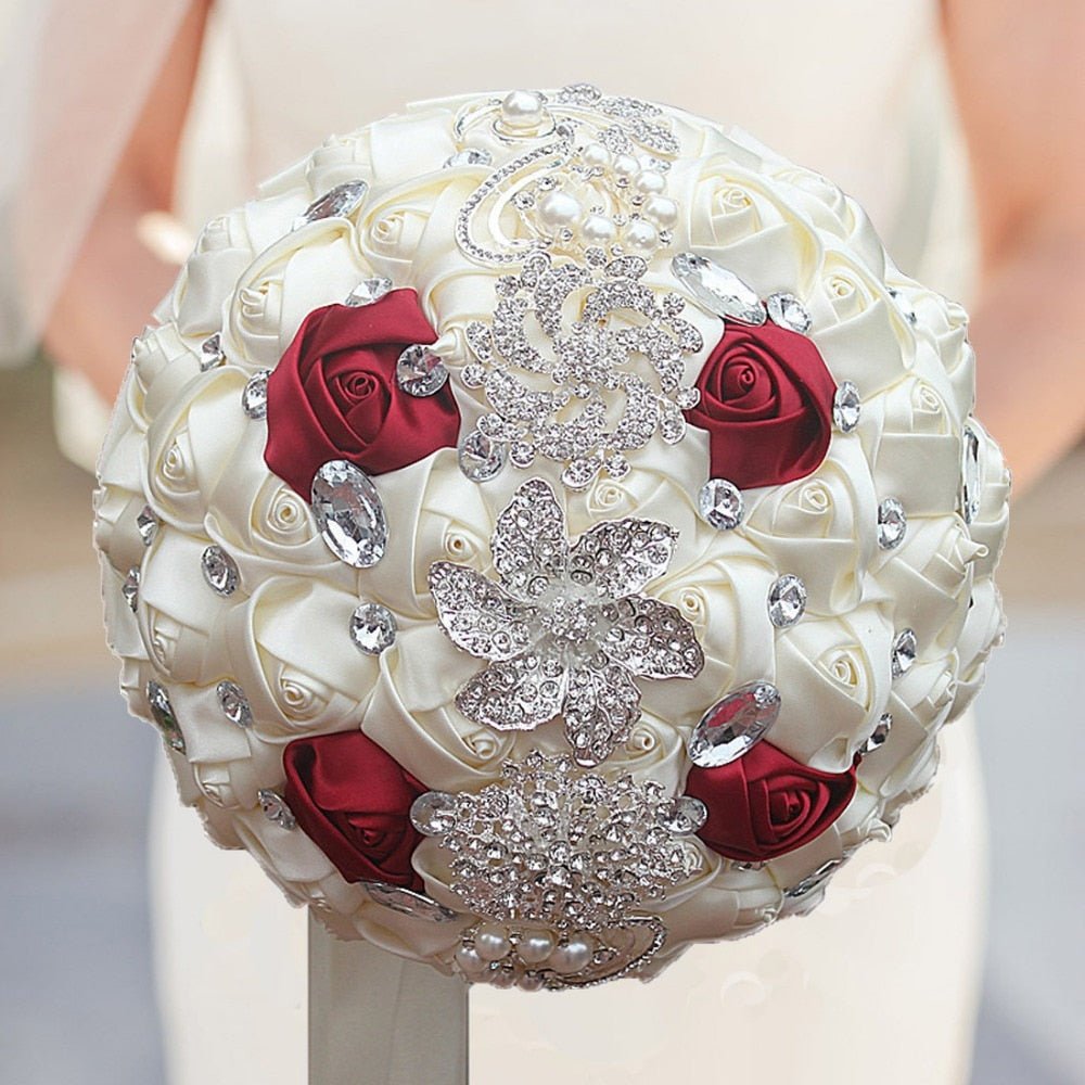 Artificial Wedding Bouquets Hand Made Flower Rhinestone Bridesmaid Crystal Bridal Wedding Bouquet - Luzilly Bridal & Apparel