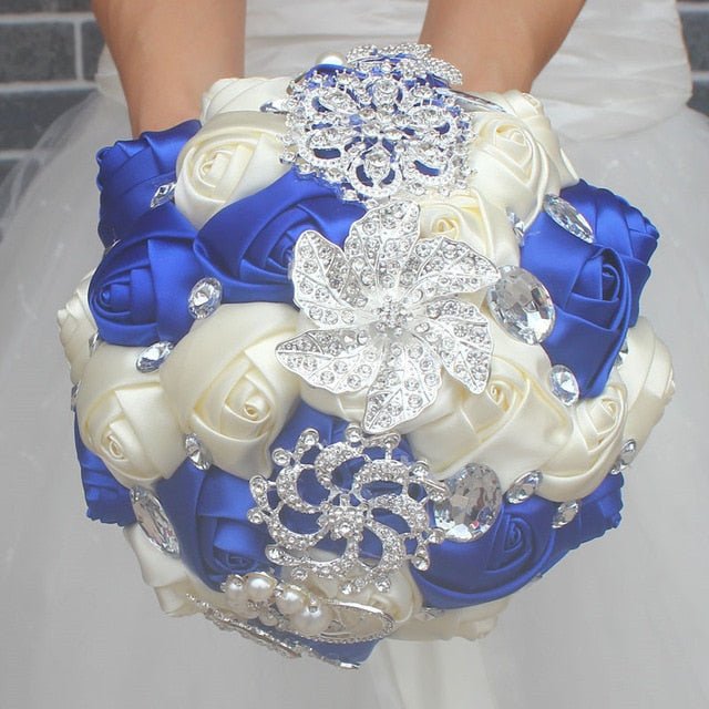 Artificial Wedding Bouquets Hand Made Flower Rhinestone Bridesmaid Crystal Bridal Wedding Bouquet - Luzilly Bridal & Apparel