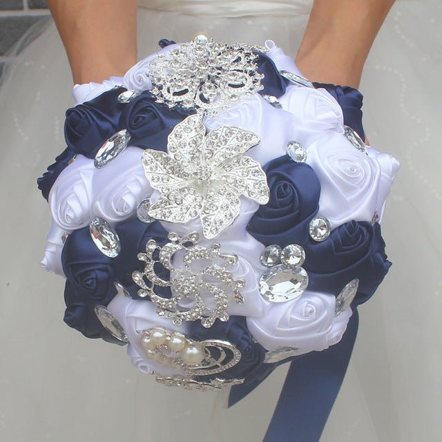 Artificial Wedding Bouquets Hand Made Flower Rhinestone Bridesmaid Crystal Bridal Wedding Bouquet - Luzilly Bridal & Apparel