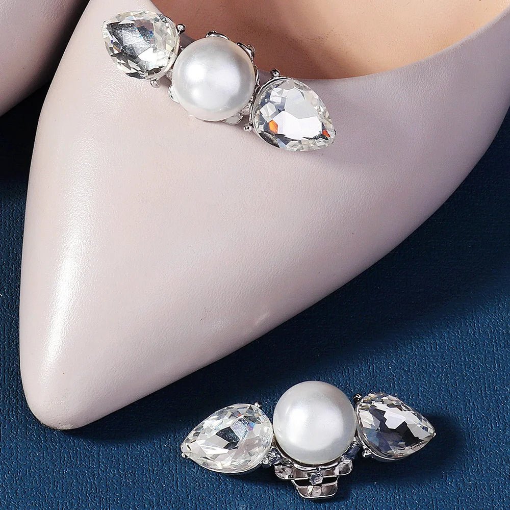 Austrian Crystal and Pearl Bridal Shoe Clips - Luzilly Bridal & Apparel