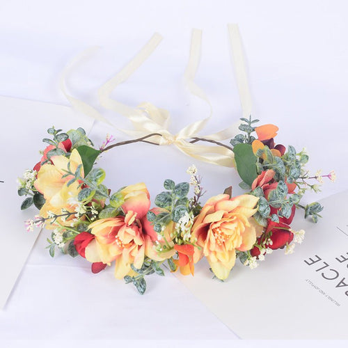 Autumn flower garland flower crown forest simulation water grass headpiece bridal hair accessory - Luzilly Bridal & Apparel