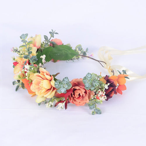 Autumn flower garland flower crown forest simulation water grass headpiece bridal hair accessory - Luzilly Bridal & Apparel