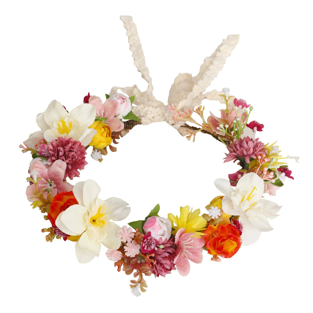 Autumn Flower Wreath Headwear Handmade Fabric Headflower Wedding Headband Bridal Ladies Scenic Photography Flower Wreath - Luzilly Bridal & Apparel