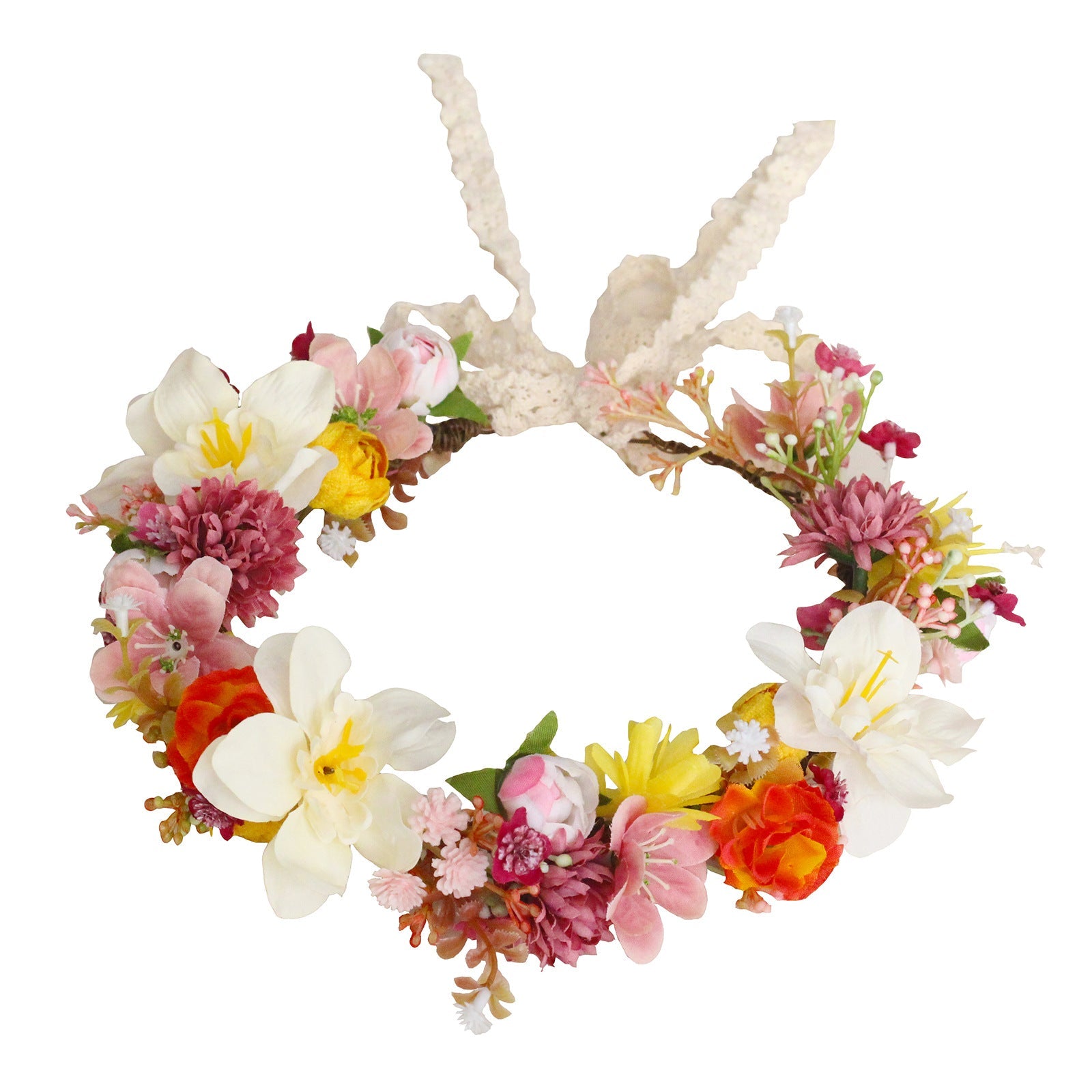 Autumn Flower Wreath Headwear Handmade Fabric Headflower Wedding Headband Bridal Ladies Scenic Photography Flower Wreath - Luzilly Bridal & Apparel