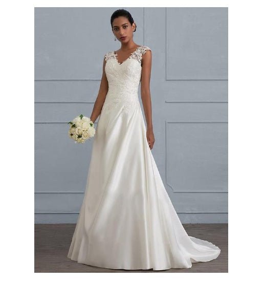 Autumn new white temperament lace dress European wedding bridesmaid backless low collar large size dress long skirt - Luzilly Bridal & Apparel