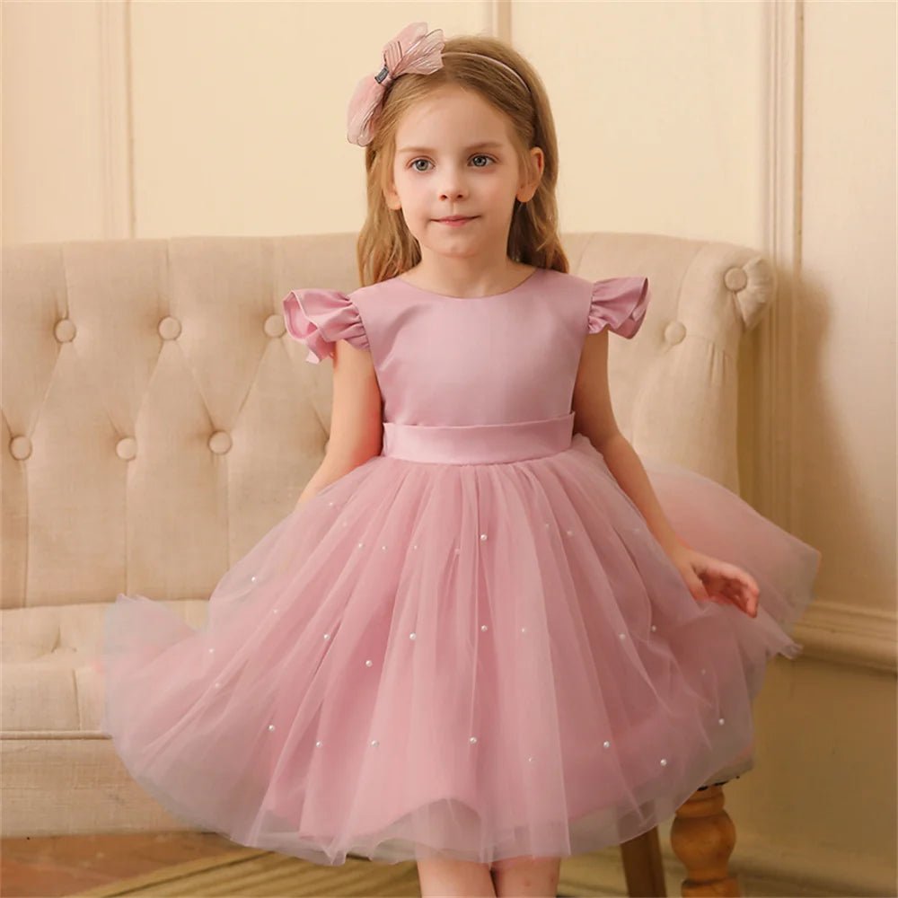 Backless Bow Flower Girl Tulle Dress - Luzilly Bridal & Apparel