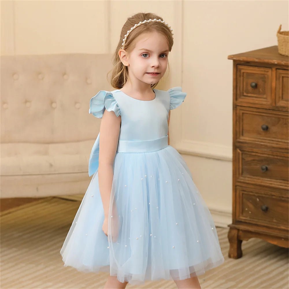 Backless Bow Flower Girl Tulle Dress - Luzilly Bridal & Apparel