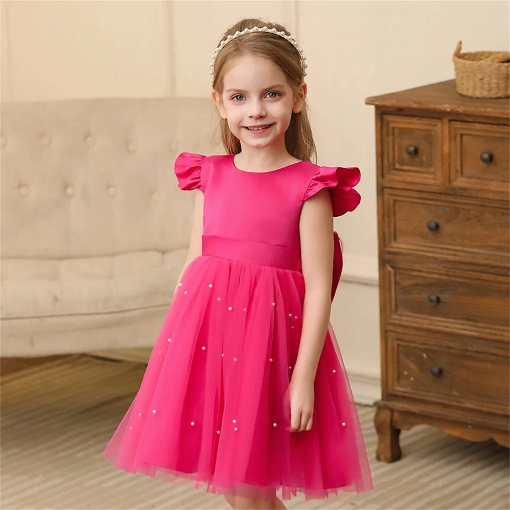 Backless Bow Flower Girl Tulle Dress - Luzilly Bridal & Apparel