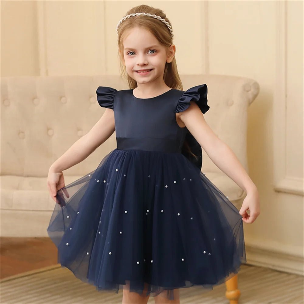 Backless Bow Flower Girl Tulle Dress - Luzilly Bridal & Apparel