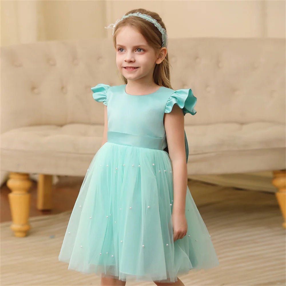 Backless Bow Flower Girl Tulle Dress - Luzilly Bridal & Apparel