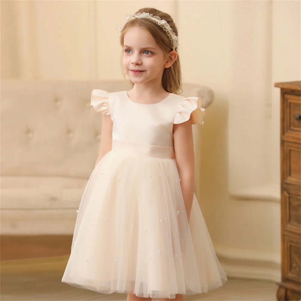 Backless Bow Flower Girl Tulle Dress - Luzilly Bridal & Apparel